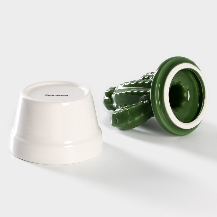 Банка для хранения сыпучих продуктов Доляна &laquo;Кактус&raquo;, 150 мл, 8&times;8&times;14 см, керамическая