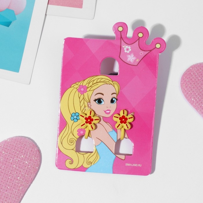 Клипсы детские «Выбражулька» цветочки, цвет красно-жёлтый Клипсы детские «Выбражулька» цветочки, цвет красно-жёлтый