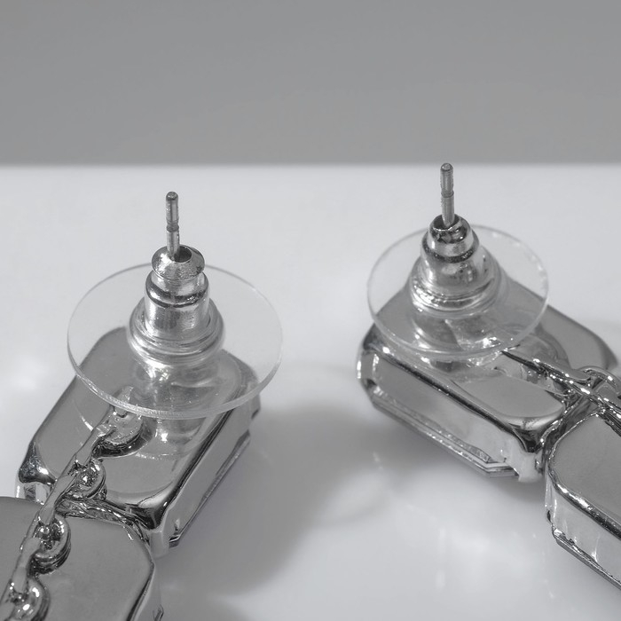 Серьги висячие со стразами «Драгоценность» сердце, цвет белый в серебре, 7 см