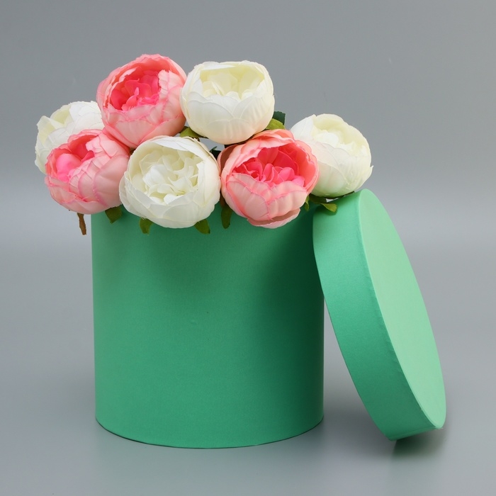 Коробка подарочная круглая, Коробка подарочная круглая,"Салатовая"21*21*21см