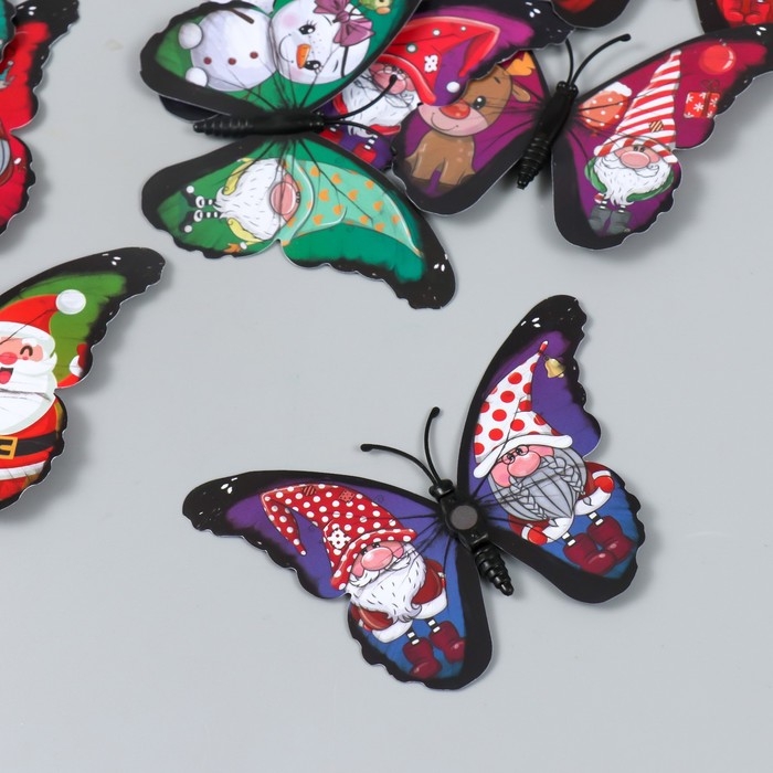 Магнит пластик "Бабочки. Зимняя сказка" набор 12 шт МИКС 10 см