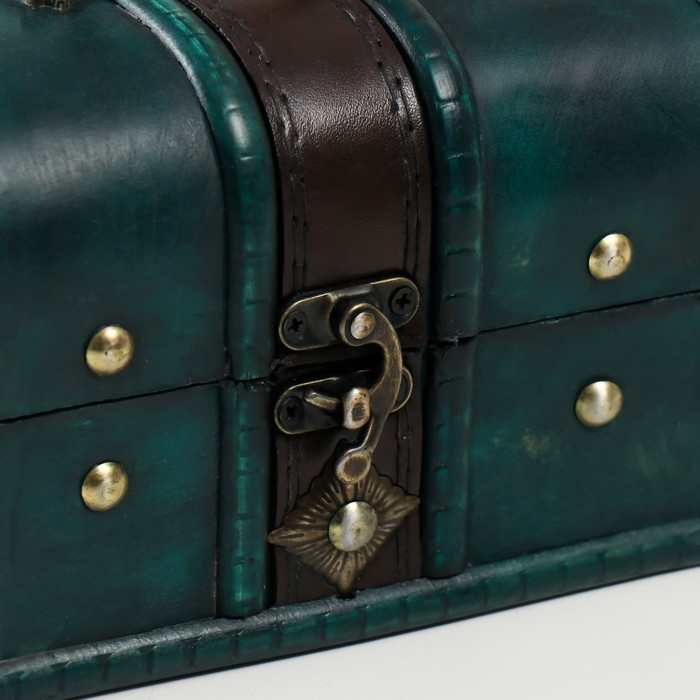 Шкатулка дерево  Шкатулка дерево "Ромб" набор 2 шт голубая 7,8х11,8х8 см 11х15,7х11,5 см