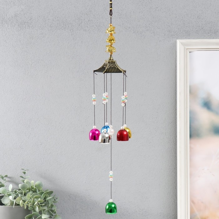 Музыка ветра металл Музыка ветра металл "Три денежных жабы" 6 колокольчиков 55х8х8 см