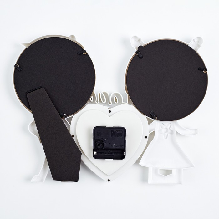 Часы - фоторамка настольные Часы - фоторамка настольные "Love" 33 х 25 см, плавный ход, фото d-13.5 см, часы d-13 см