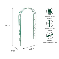 Арка садовая, разборная, 250 × 120 × 30 см, металл, зелёная, «Узор-2»