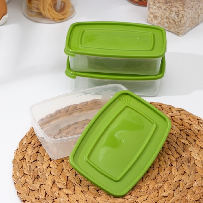 Набор контейнеров пищевых «Каскад», 700 мл, 3 шт, прозрачный, крышка микс Набор контейнеров пищевых «Каскад», 700 мл, 3 шт, прозрачный, крышка микс