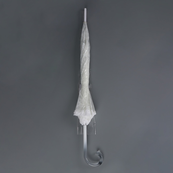 Зонт - трость полуавтоматический «Кружево», 8 спиц, R = 40/58 см, D = 116 см, цвет белый/прозрачный Зонт - трость полуавтоматический «Кружево», 8 спиц, R = 40/58 см, D = 116 см, цвет белый/прозрачный