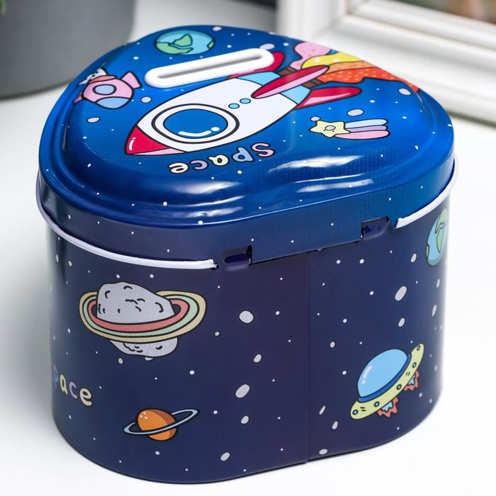 Копилка металл с замочком Копилка металл с замочком "Космос и облака" МИКС 9х11,5х11 см