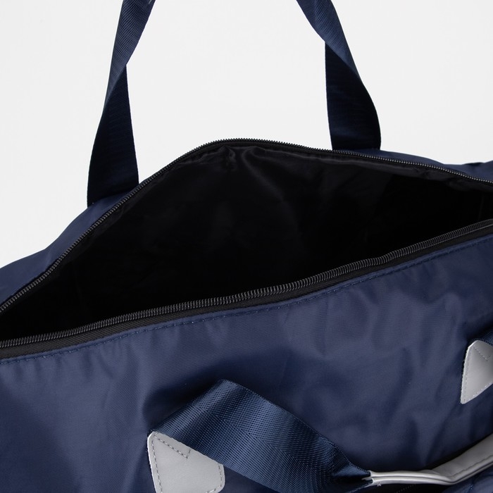 Сумка дорожная на молнии, наружный карман, держатель для чемодана, длинный ремень, цвет синий Сумка дорожная на молнии, наружный карман, держатель для чемодана, длинный ремень, цвет синий