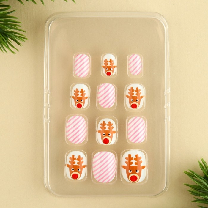 Детские накладные ногти на новый год «Зимняя история», 12 шт