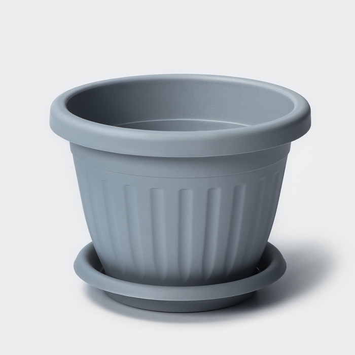 Горшок для цветов с поддоном «Сильвер ЭКО», 1.9 л, d=18 см, цвет светло-серый