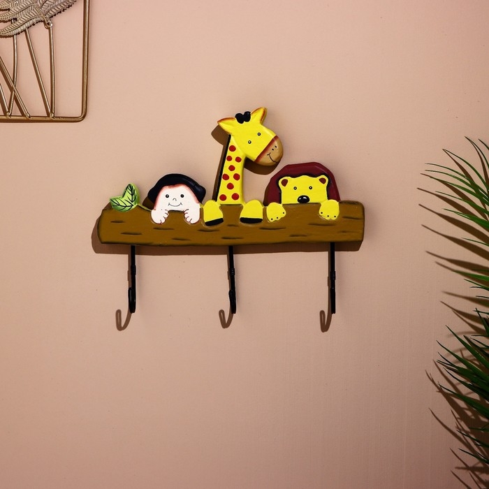 Вешалка Вешалка "Зверята" дерево (3 крючка) 30 см