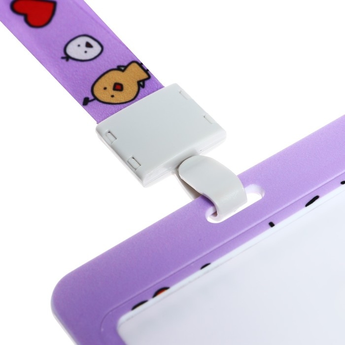 Бейдж горизонтальный внешний размер 10 х 7,8 см, внутренний размер 5,2 х 8,2 см, лента 42 см, с рисунком "Уточки"