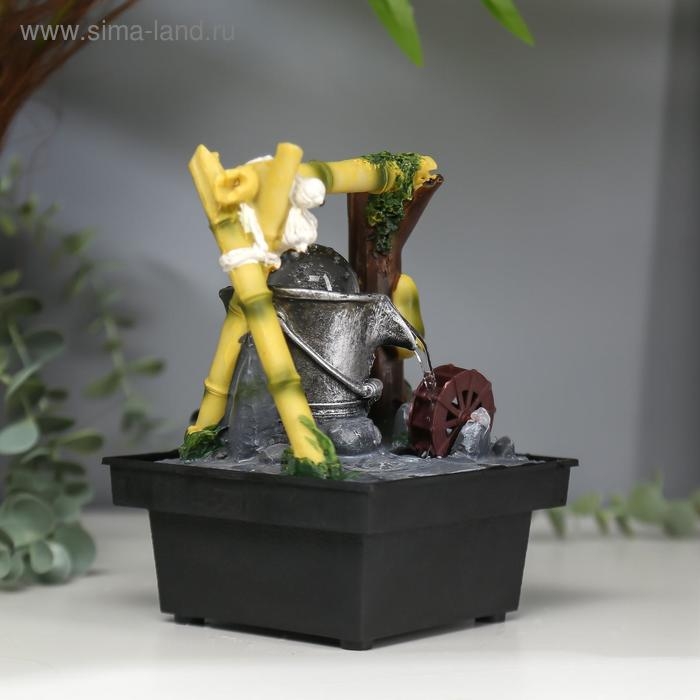 Фонтан настольный от сети Фонтан настольный от сети "Водяная мельница из бамбука" 18х12х12 см