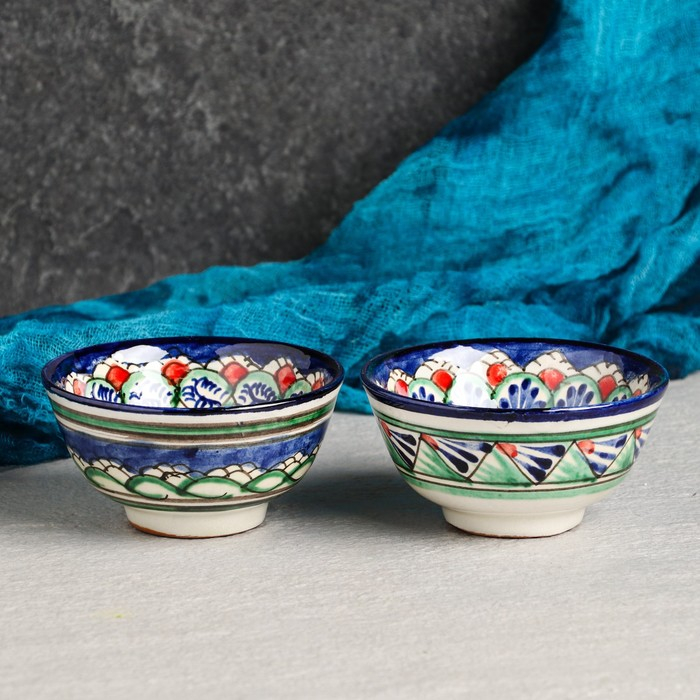 Набор чайный Риштан, 9 предм: чайник 1л., 6 пиал 9,5см, конфетница 23см, сахарница 250м Набор чайный Риштан, 9 предм: чайник 1л., 6 пиал 9,5см, конфетница 23см, сахарница 250м