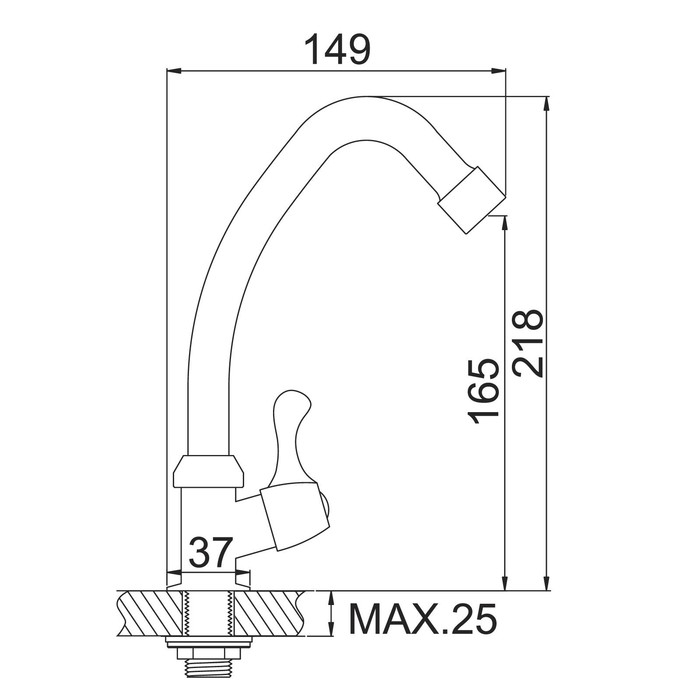 Моносмеситель Accoona A4786-1, с гайкой, силумин, хром Моносмеситель Accoona A4786-1, с гайкой, силумин, хром