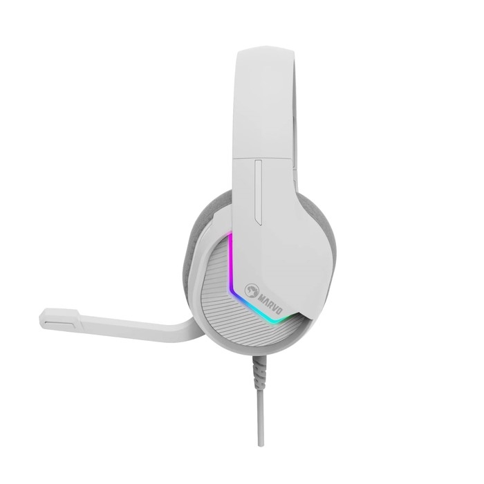 Наушники Marvo H8618 WH, игровые, полноразмерные, микрофон, USB, 2 м, RGB, серый Наушники Marvo H8618 WH, игровые, полноразмерные, микрофон, USB, 2 м, RGB, серый