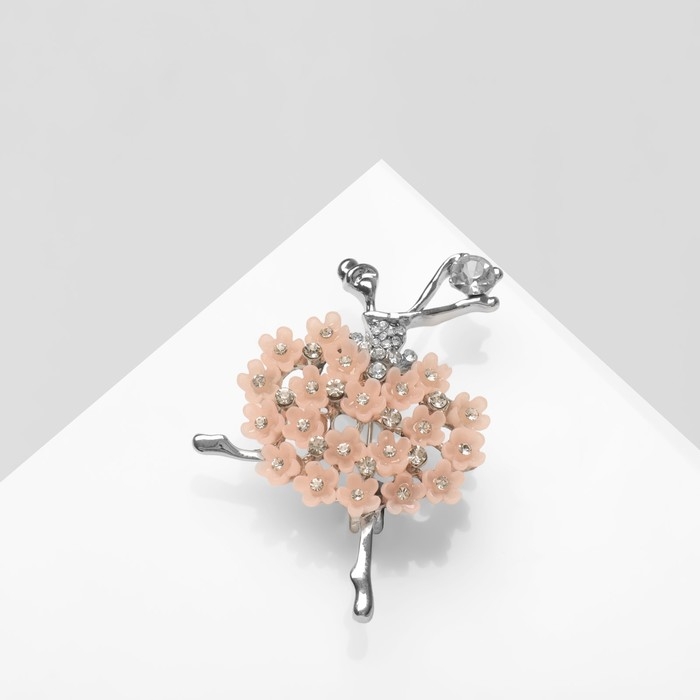 Брошь «Балерина» женственность, цвет розовый в серебре Брошь «Балерина» женственность, цвет розовый в серебре