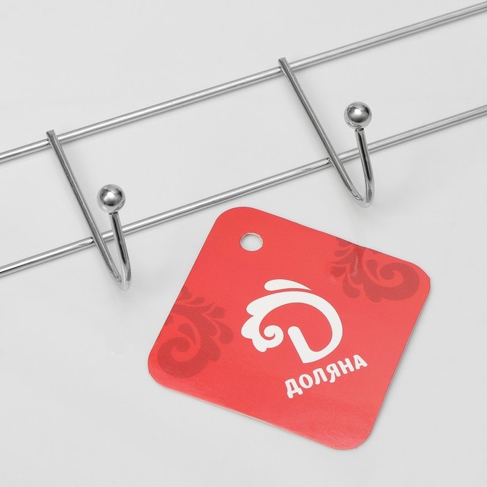 Вешалка настенная на 8 крючков Доляна «Лето», 46×3×5 см, цвет серебряный Вешалка настенная на 8 крючков Доляна «Лето», 46×3×5 см, цвет серебряный