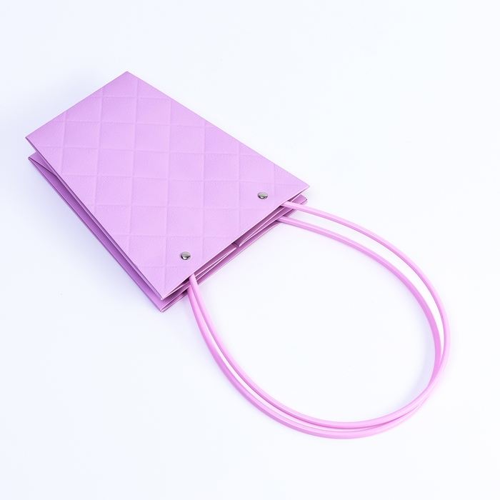 Сумка для цветов тиснение сиреневая влагостойкая, 17x17-11.5x11.5-20 см Сумка для цветов тиснение сиреневая влагостойкая, 17x17-11.5x11.5-20 см