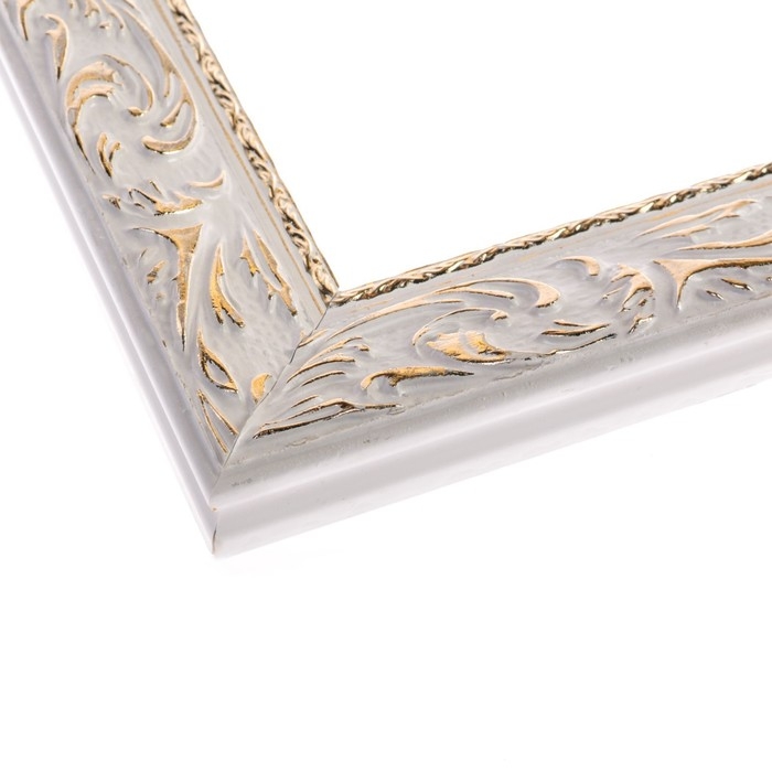 Рама для картин (зеркал) 60 х 90 х 4 см, дерево  Рама для картин (зеркал) 60 х 90 х 4 см, дерево "Версаль", бело-золотой