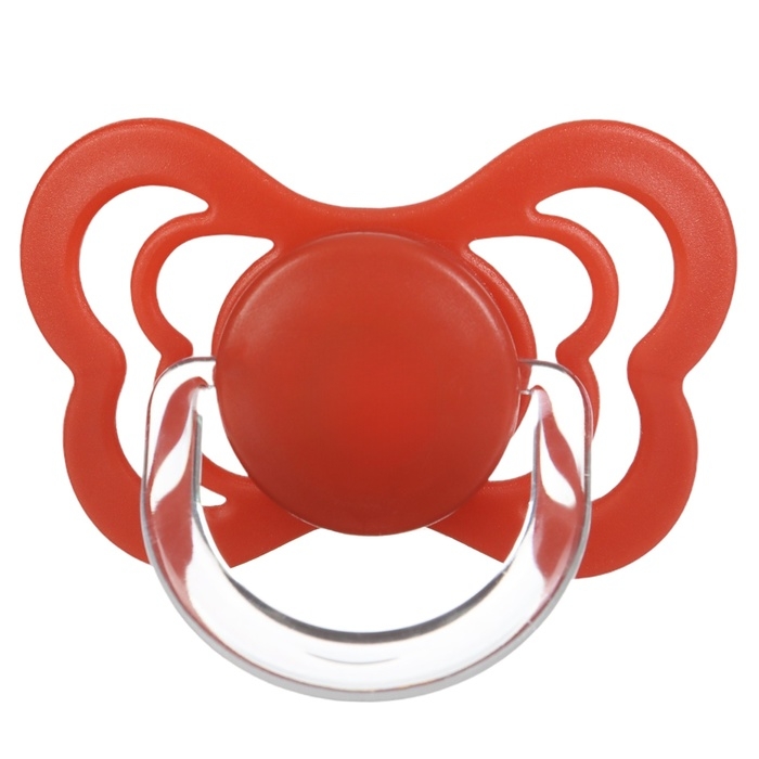 Соска - пустышка ортодонтическая, силикон, +6 мес., с держателем, цвет вишневый Соска - пустышка ортодонтическая, силикон, +6 мес., с держателем, цвет вишневый