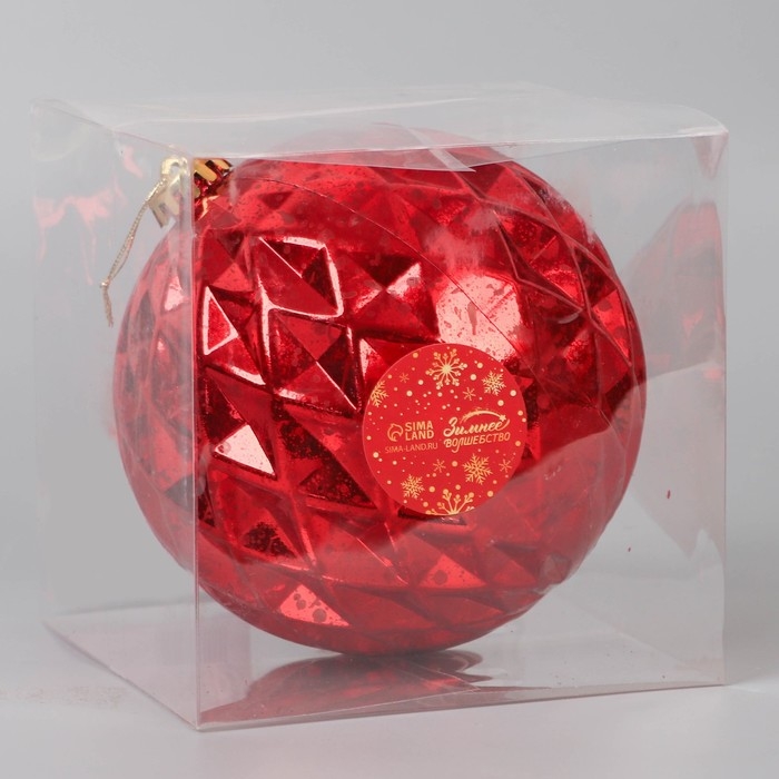 Шар пластик d-15 см Шар пластик d-15 см "Винтаж" грани, красный