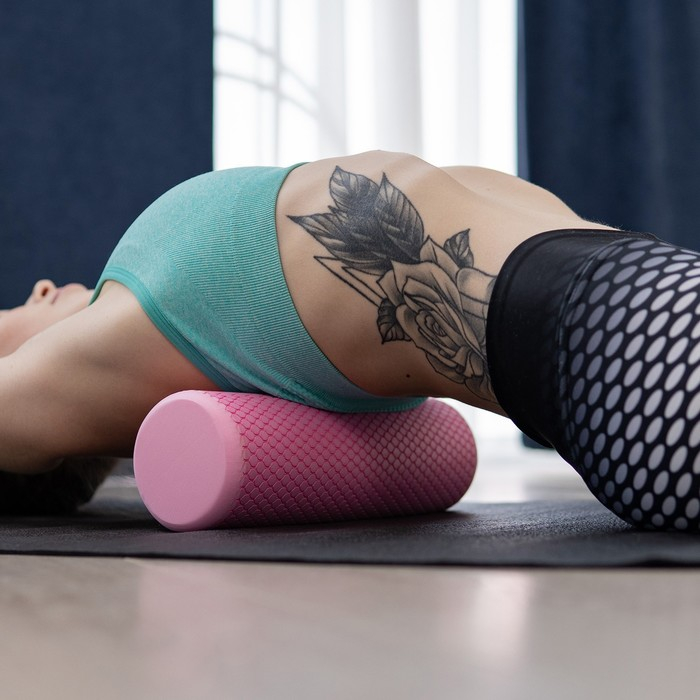 Ролик массажный Sangh, 30х9 см, цвет розовый Ролик массажный Sangh, 30х9 см, цвет розовый