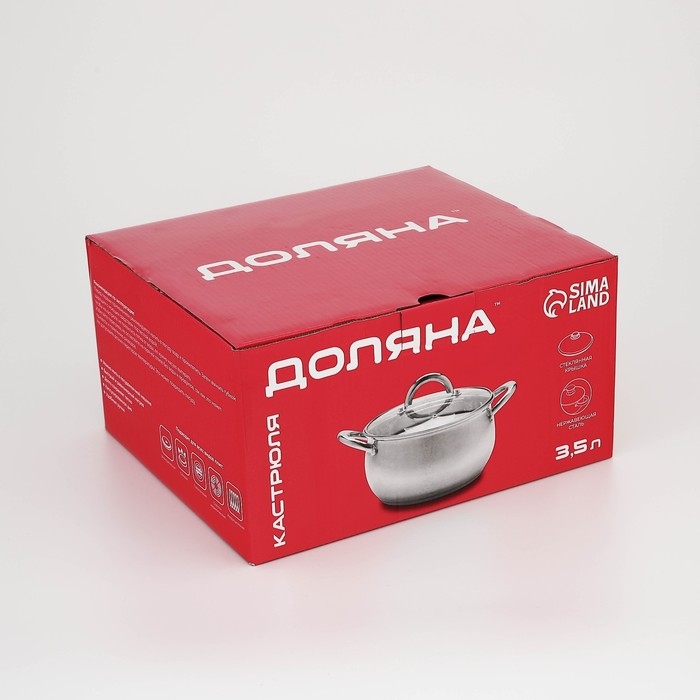 Кастрюля из нержавеющей стали Доляна «Вернер», 3,5 л, d=20 см, с крышкой, индукция Кастрюля из нержавеющей стали Доляна «Вернер», 3,5 л, d=20 см, с крышкой, индукция