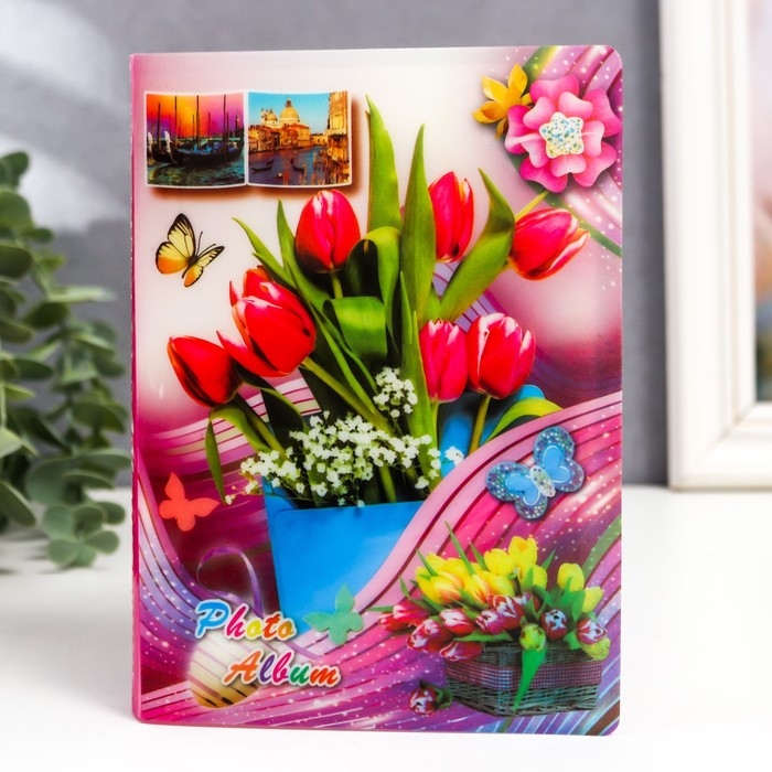 Фотоальбом на 36 фото 10х15 см  Фотоальбом на 36 фото 10х15 см "Цветочник" МИКС 16,5х12,5х1,5 см