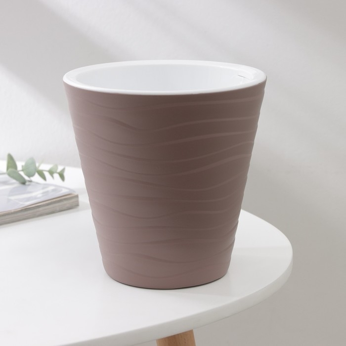 Кашпо для цветов со вставкой «Валенсия», 2 л, цвет мокко Кашпо для цветов со вставкой «Валенсия», 2 л, цвет мокко