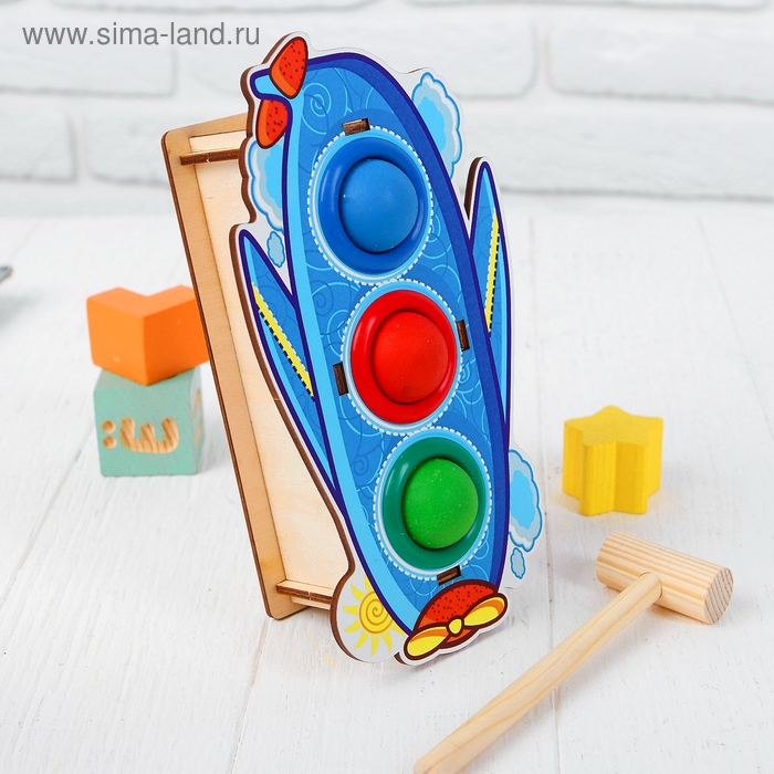 Стучалка-сортер «Самолёт», с молотком, МИКС Стучалка-сортер «Самолёт», с молотком, МИКС