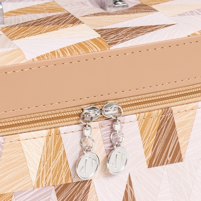 Шкатулка кожзам с зеркалом  Шкатулка кожзам с зеркалом "Треугольники. Беж" н-р 3 шт 18х10х12,5 21х13х15,5 23х15х18,5 см