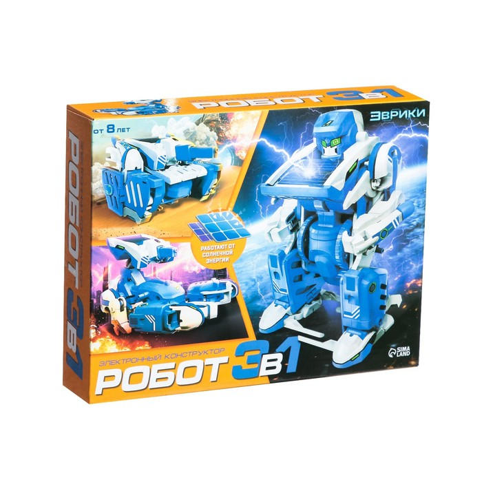 Конструктор «Робот», 3 в 1, работает от солнечной батареи, 61 деталь, 1 лист наклеек Конструктор «Робот», 3 в 1, работает от солнечной батареи, 61 деталь, 1 лист наклеек