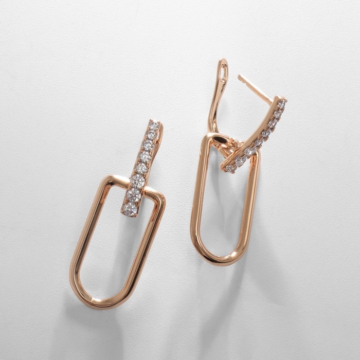 Серьги со стразами XUPING пирамида, цвет белый в розовом золоте Серьги со стразами XUPING пирамида, цвет белый в розовом золоте