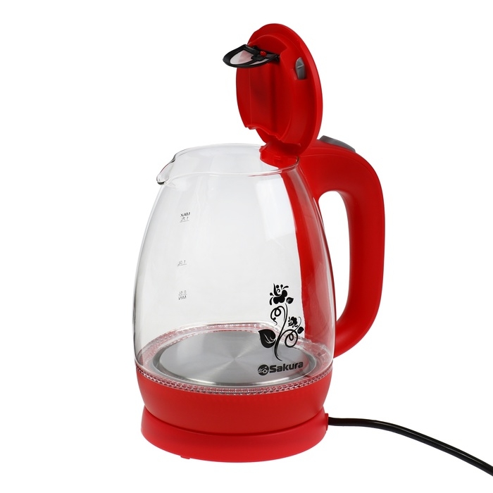 Чайник электрический Sakura SA-2715R, стекло, 1.7 л, 2200 Вт, красный Чайник электрический Sakura SA-2715R, стекло, 1.7 л, 2200 Вт, красный