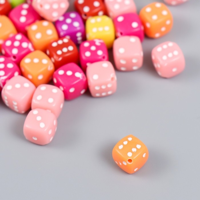 Бусины для творчества пластик "Игральный кубик" цветные набор 20 гр 0,8х0,8х0,8 см