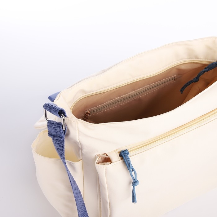 Сумка молодёжная на молнии, цвет молочный/синий Сумка молодёжная на молнии, цвет молочный/синий