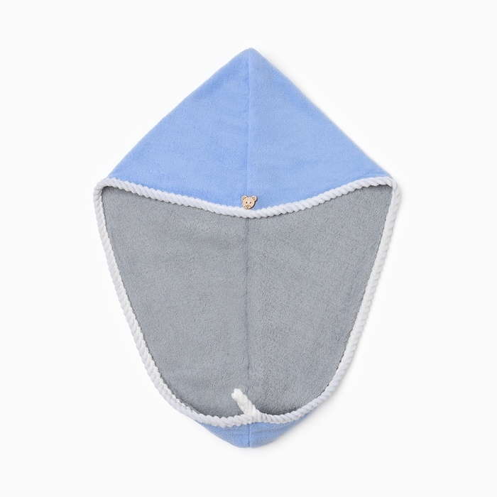 Чалма для сушки волос Этель, цв. голубой/серый, 25*60 см, 100% п/э Чалма для сушки волос Этель, цв. голубой/серый, 25*60 см, 100% п/э