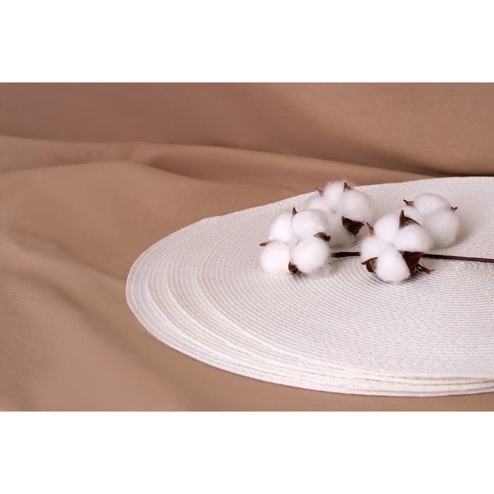 Салфетки сервировочные на стол Доляна «Лофт», 4 шт, d=38 см, цвет белый Салфетки сервировочные на стол Доляна «Лофт», 4 шт, d=38 см, цвет белый