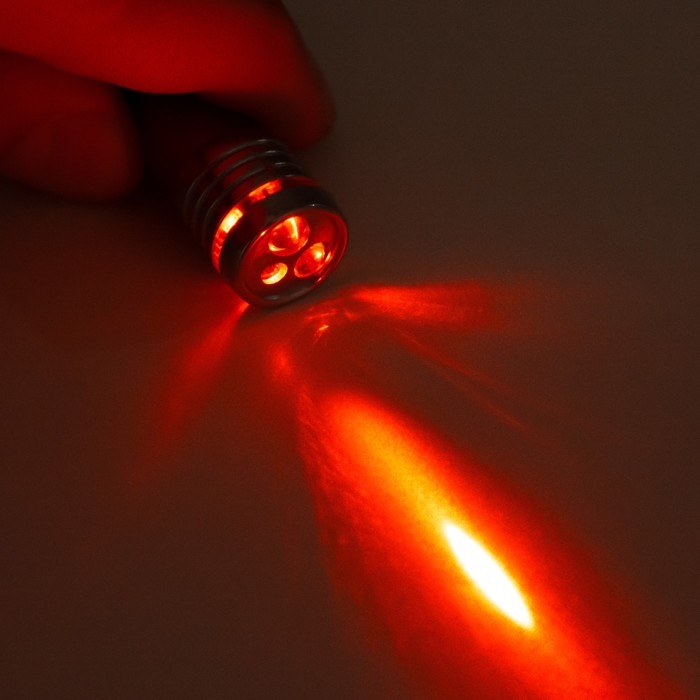 Указка лазерная лупа 2,5 см 3 режима мигает, светит, лазер LR44x3 шт  Указка лазерная лупа 2,5 см 3 режима мигает, светит, лазер LR44x3 шт "Красная" 1,5х2,8х10 см   10473