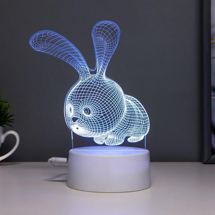 Светильник сенсорный  Светильник сенсорный "Кролик" LED 7 цветов USB/от батареек белый