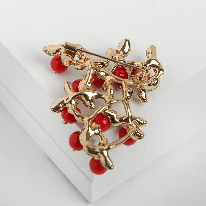 Брошь «Ветвь коралловая», цвет красно-зелёный в золоте Брошь «Ветвь коралловая», цвет красно-зелёный в золоте