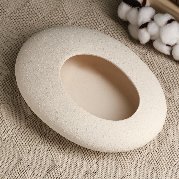 Кашпо - бонсайница  Кашпо - бонсайница "Галька" для кактусов и суккулентов, белое, 23х18х7см