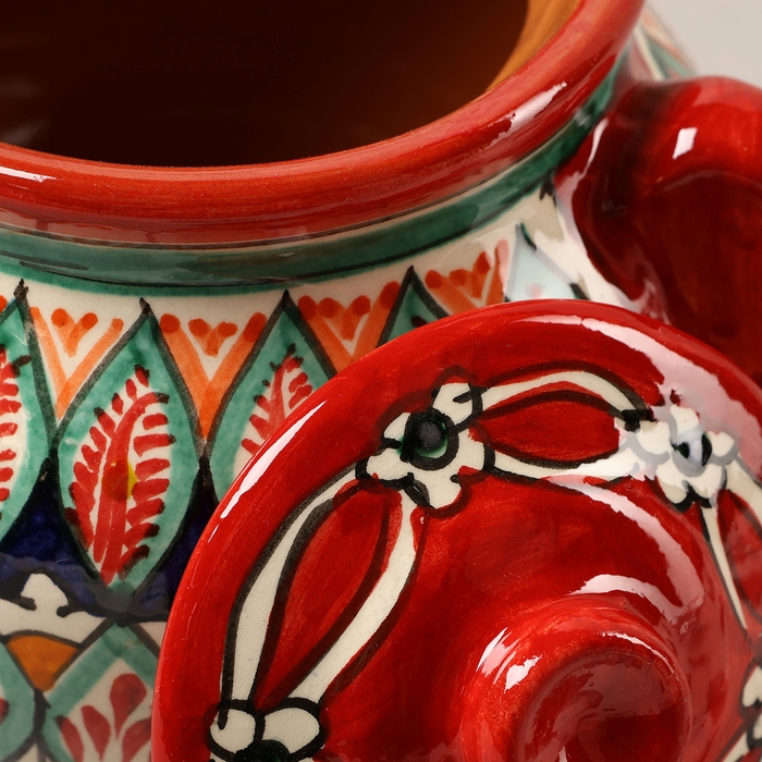 Сахарница Риштанская Керамика Сахарница Риштанская Керамика "Узоры", 500 мл, красная