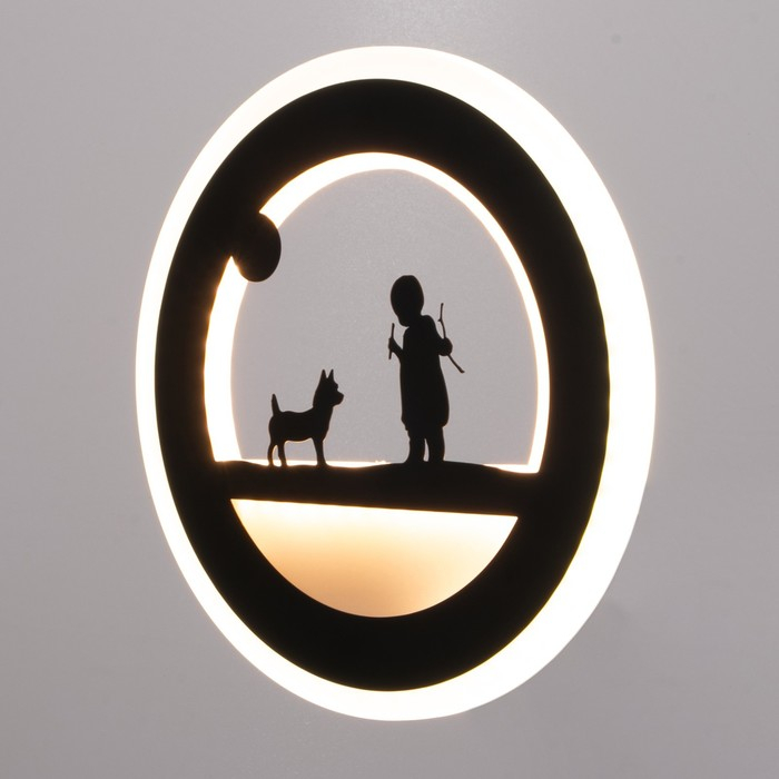 Бра "Девочка и щенок" LEDx90 черная 22х3,8х22 см