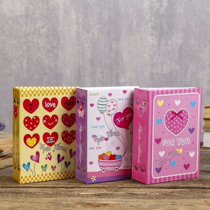Фотоальбом на 96 фото 10х15 см Фотоальбом на 96 фото 10х15 см "Сердца, любовь" МИКС 16,5х12,5х5 см