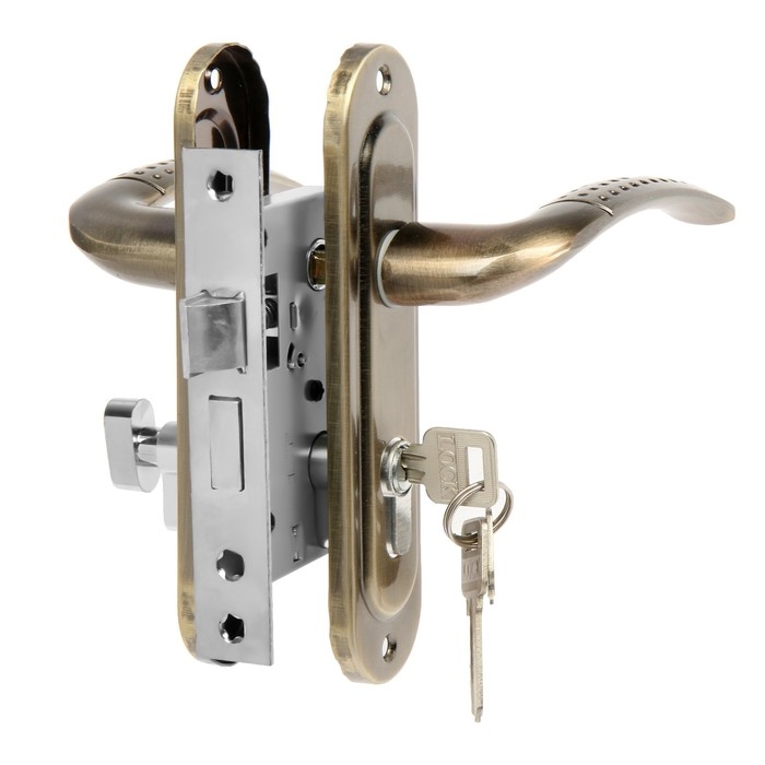 Замок врезной LOCKLAND RD002, с ручкой, 3 ключа, цвет бронза Замок врезной LOCKLAND RD002, с ручкой, 3 ключа, цвет бронза