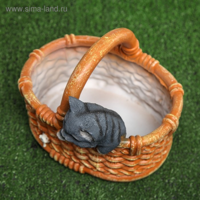 Фигурное кашпо Фигурное кашпо "Котёнок в лукошке" 24х22х19см