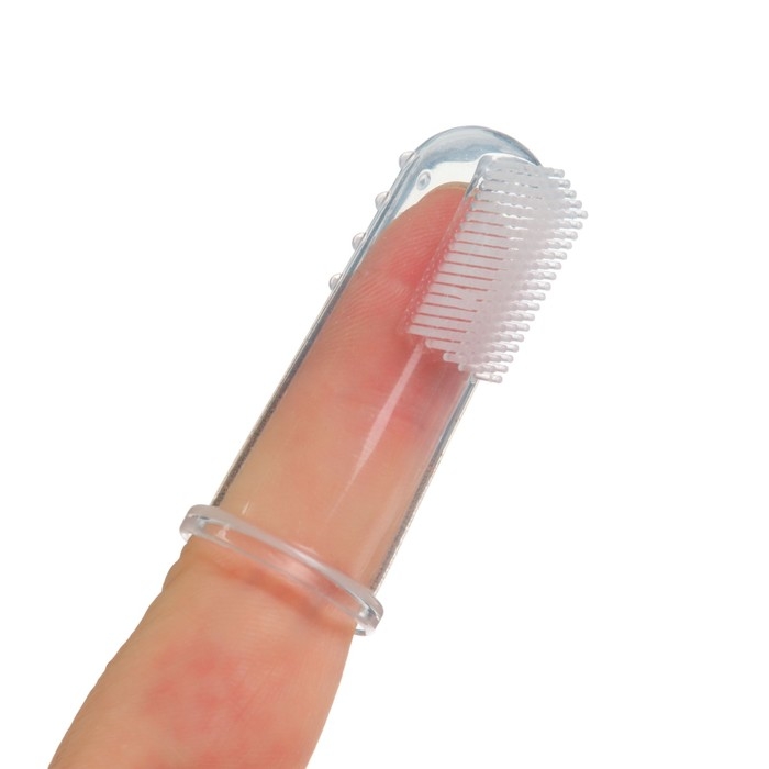 Детская зубная щетка на палец, прорезыватель, 2 шт., в прозрачном контейнере, силиконовая Детская зубная щетка на палец, прорезыватель, 2 шт., в прозрачном контейнере, силиконовая